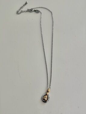 Lia Sophia Two-Tone Teardrop Pendant Necklace in Silver and Gold